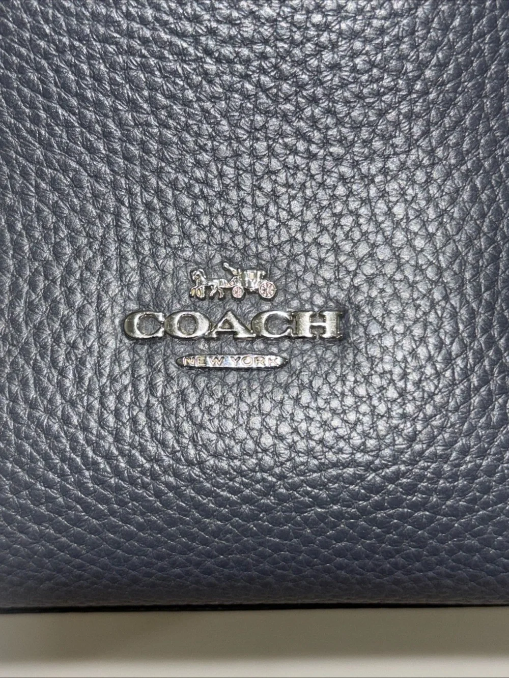 COACH Market Tote 58849 Dark Blue Leather Shoulder Bag Large Capacity